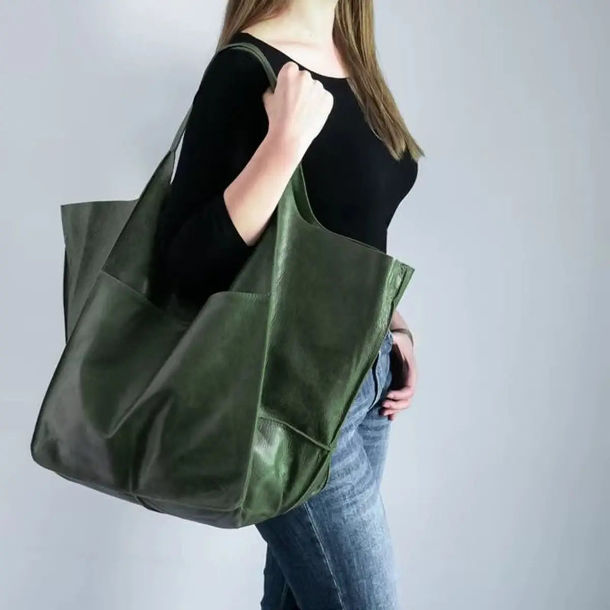 Grote shopper van imitatieleer met magneetsluiting