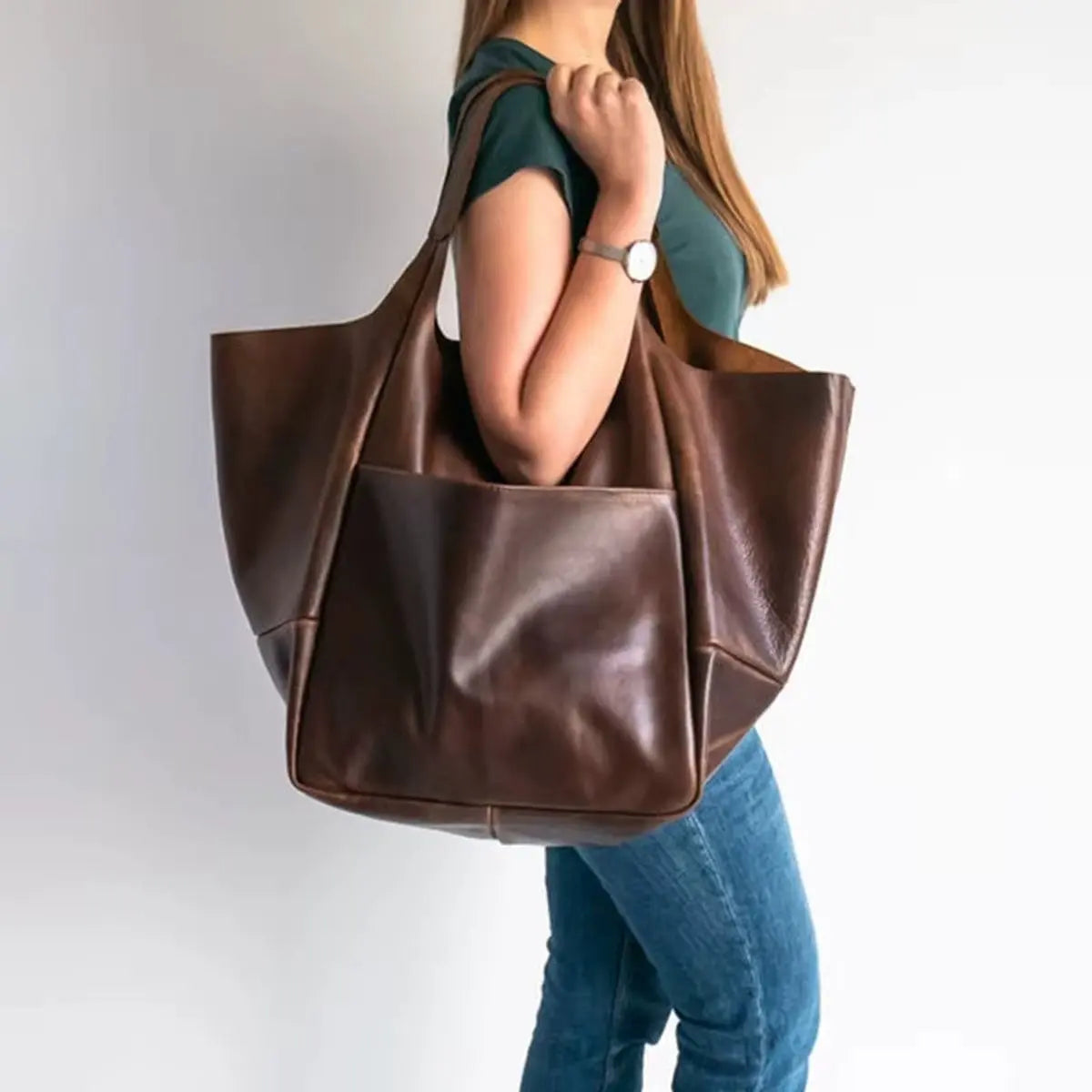 Grote shopper van imitatieleer met magneetsluiting