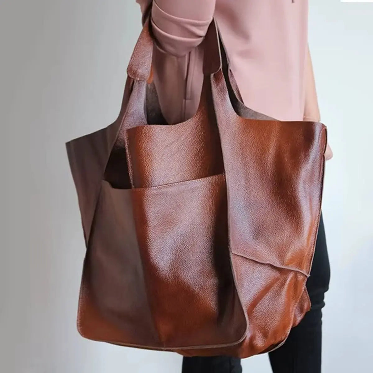 Grote shopper van imitatieleer met magneetsluiting