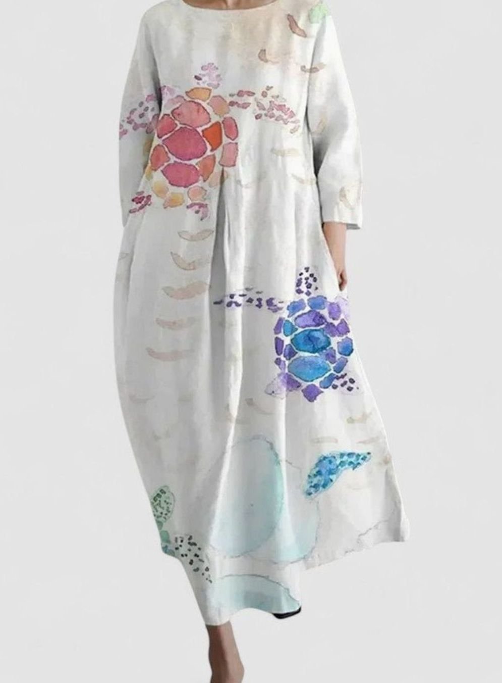 Zara | Losvallende midi-jurk met veelkleurige print