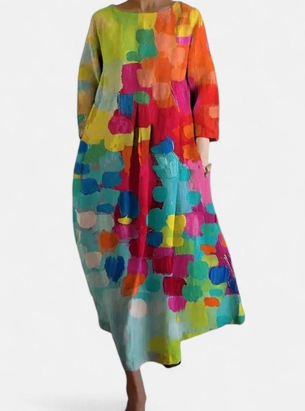 Zara | Losvallende midi-jurk met zeeschildpaddenprint