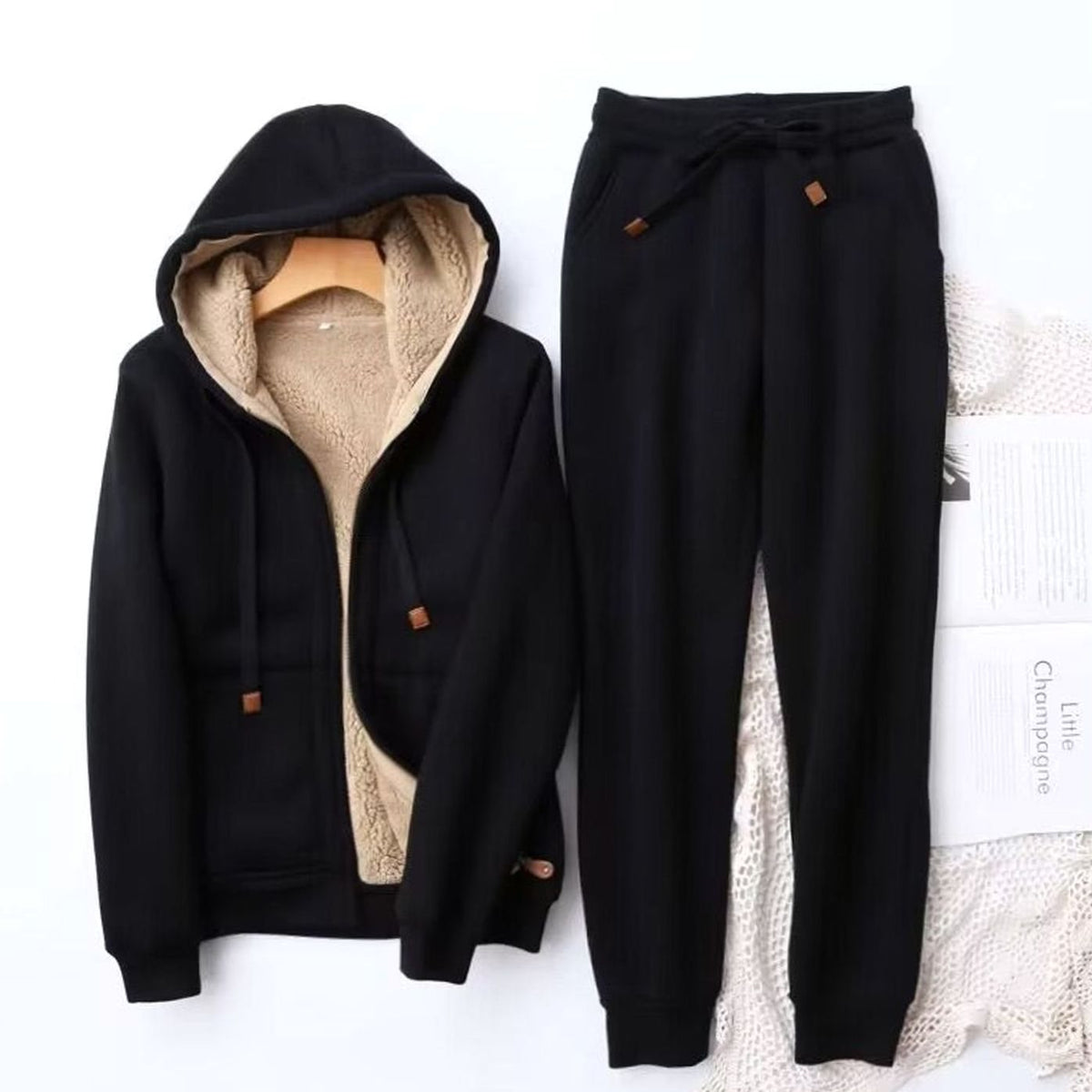 Mare | Damesset van hoodie met sherpa-voering en joggingbroek