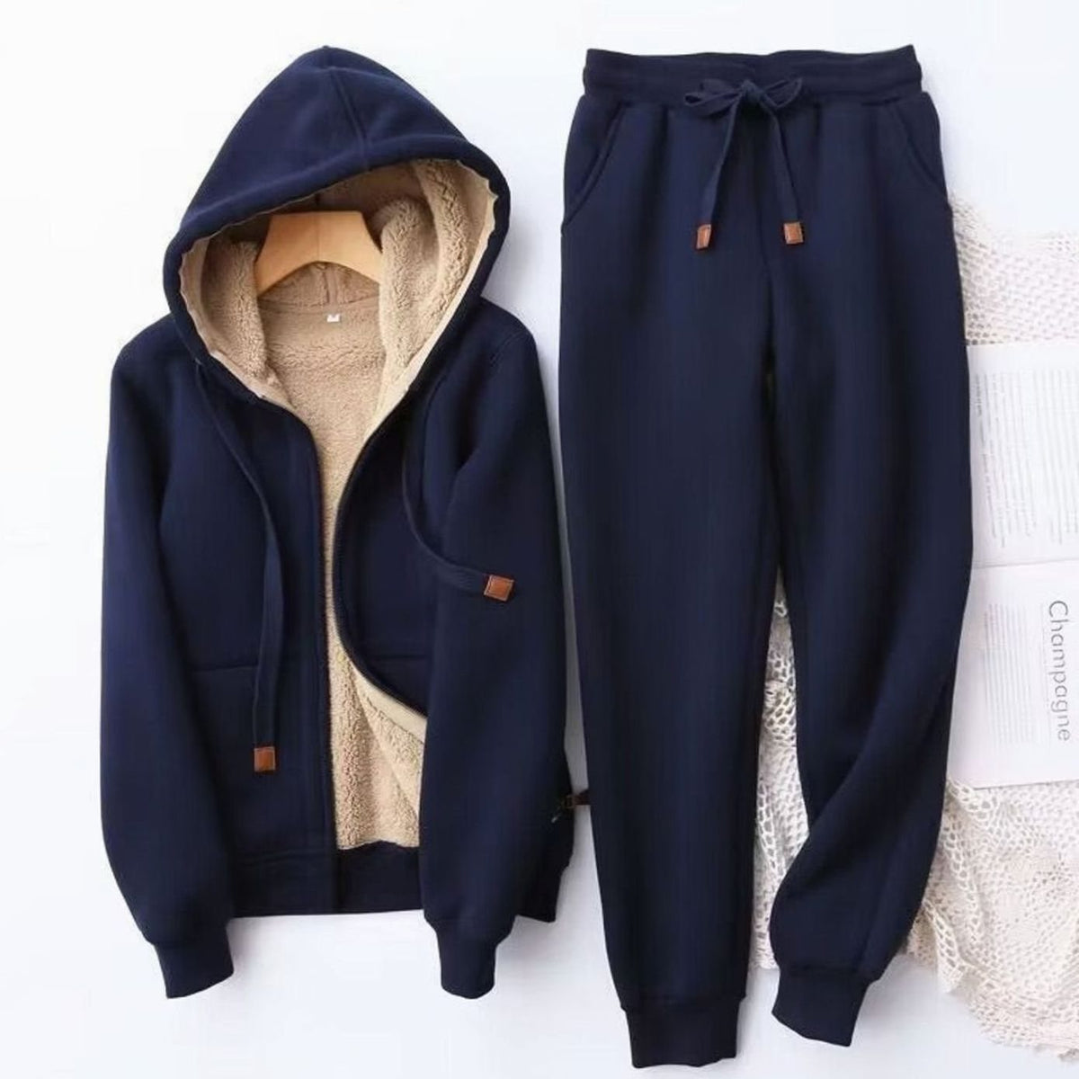 Mare | Damesset van hoodie met sherpa-voering en joggingbroek