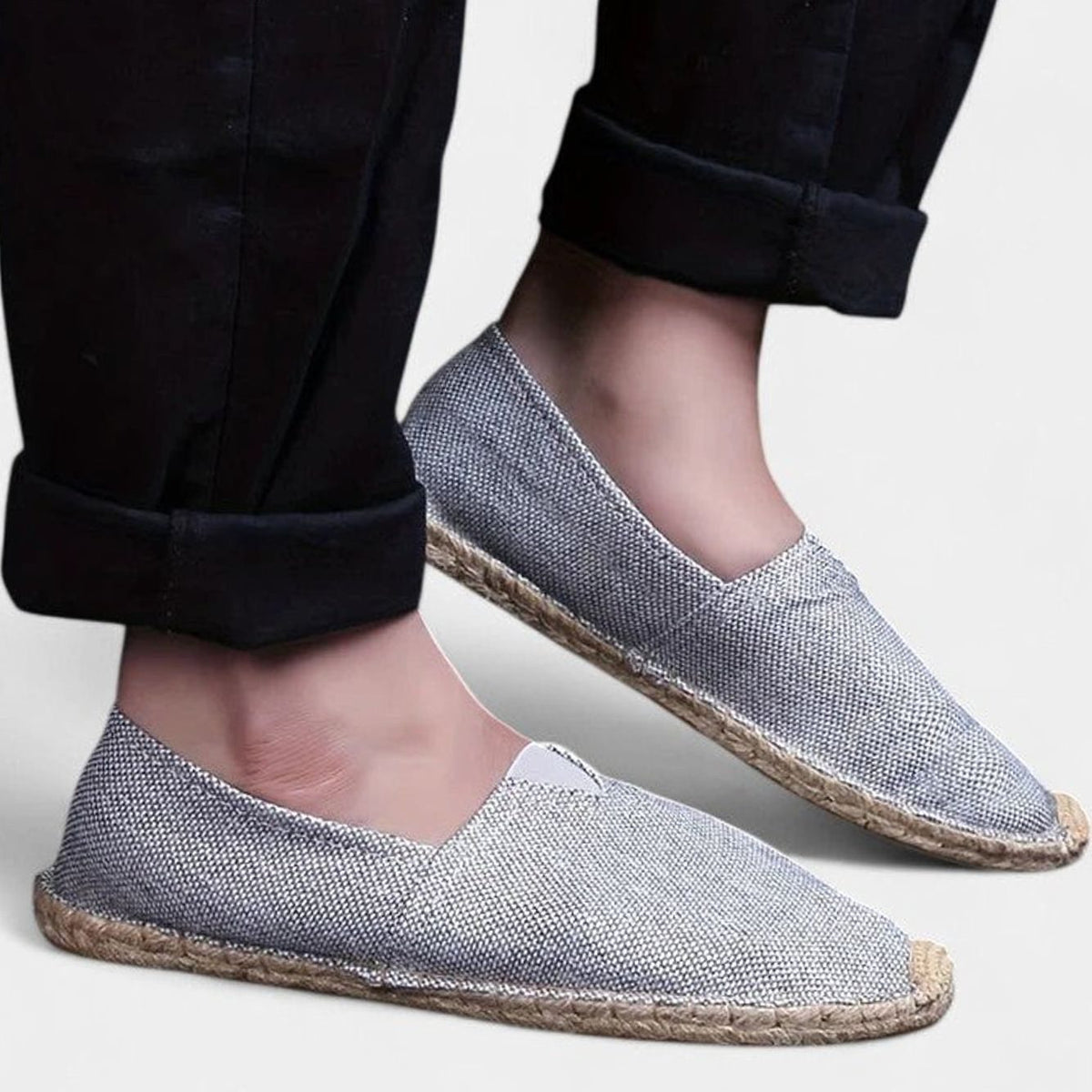 Damesespadrille-loafers van canvas met juterand