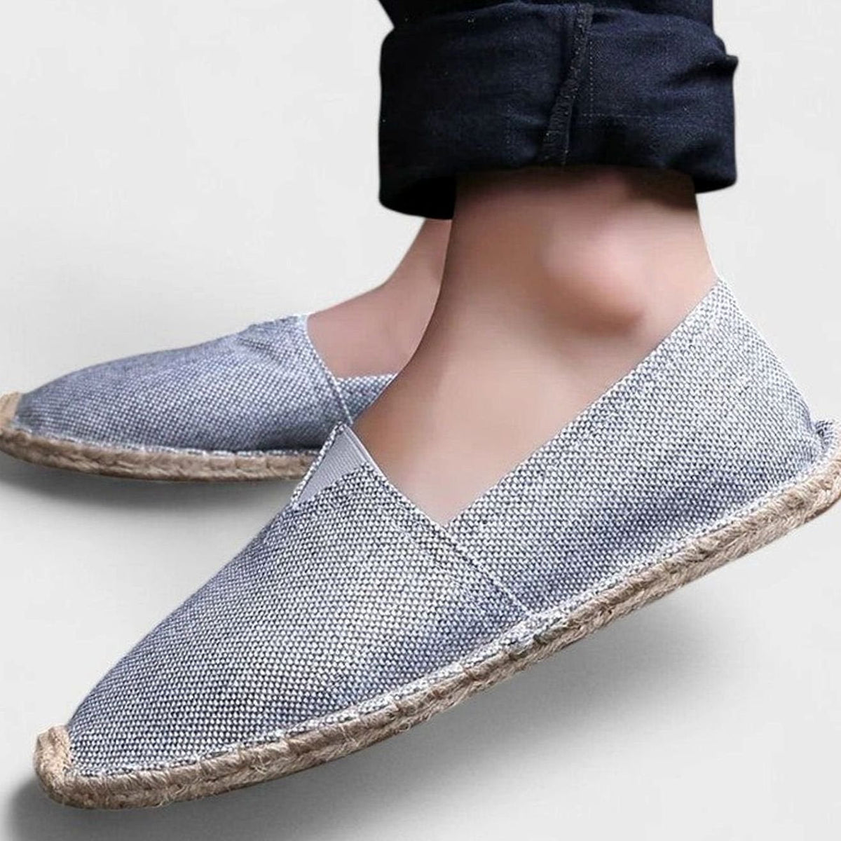 Damesespadrille-loafers van canvas met juterand