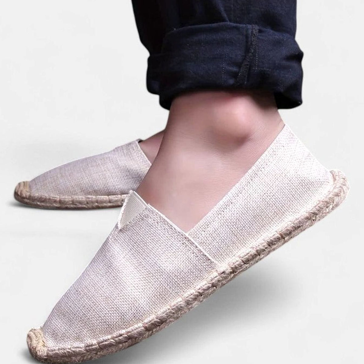 Damesespadrille-loafers van canvas met juterand