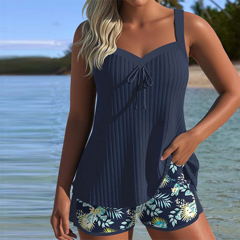 Amélie | Gestreepte tankiniset met bijpassende strandshort