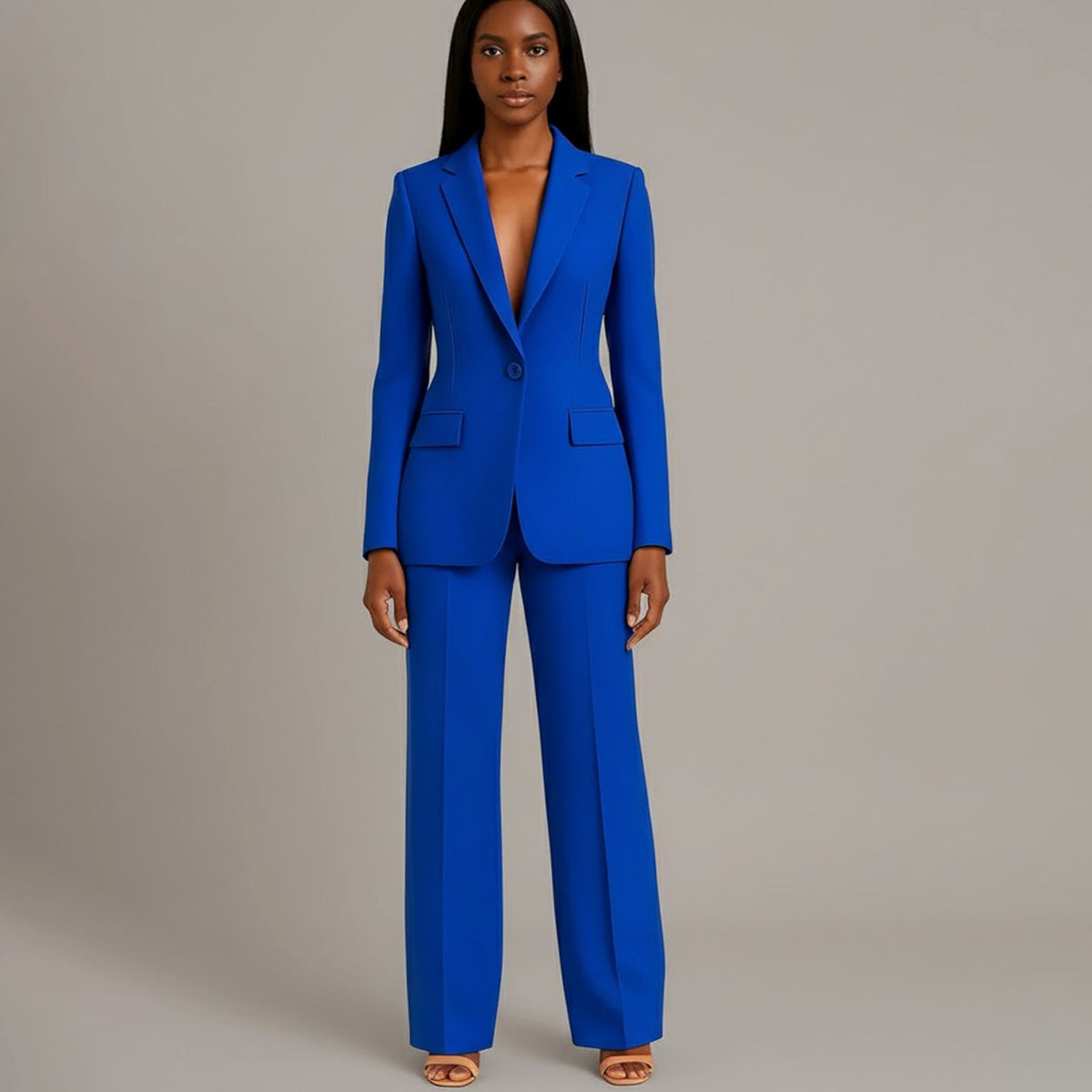 Guusje | Getailleerde damesset met blazer met enkele knoop en wijde broek
