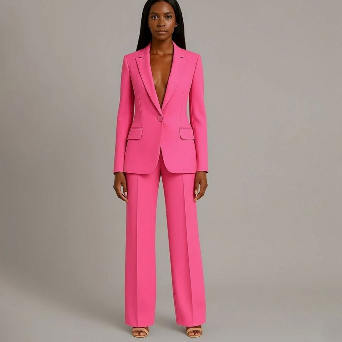 Guusje | Getailleerde damesset met blazer met enkele knoop en wijde broek