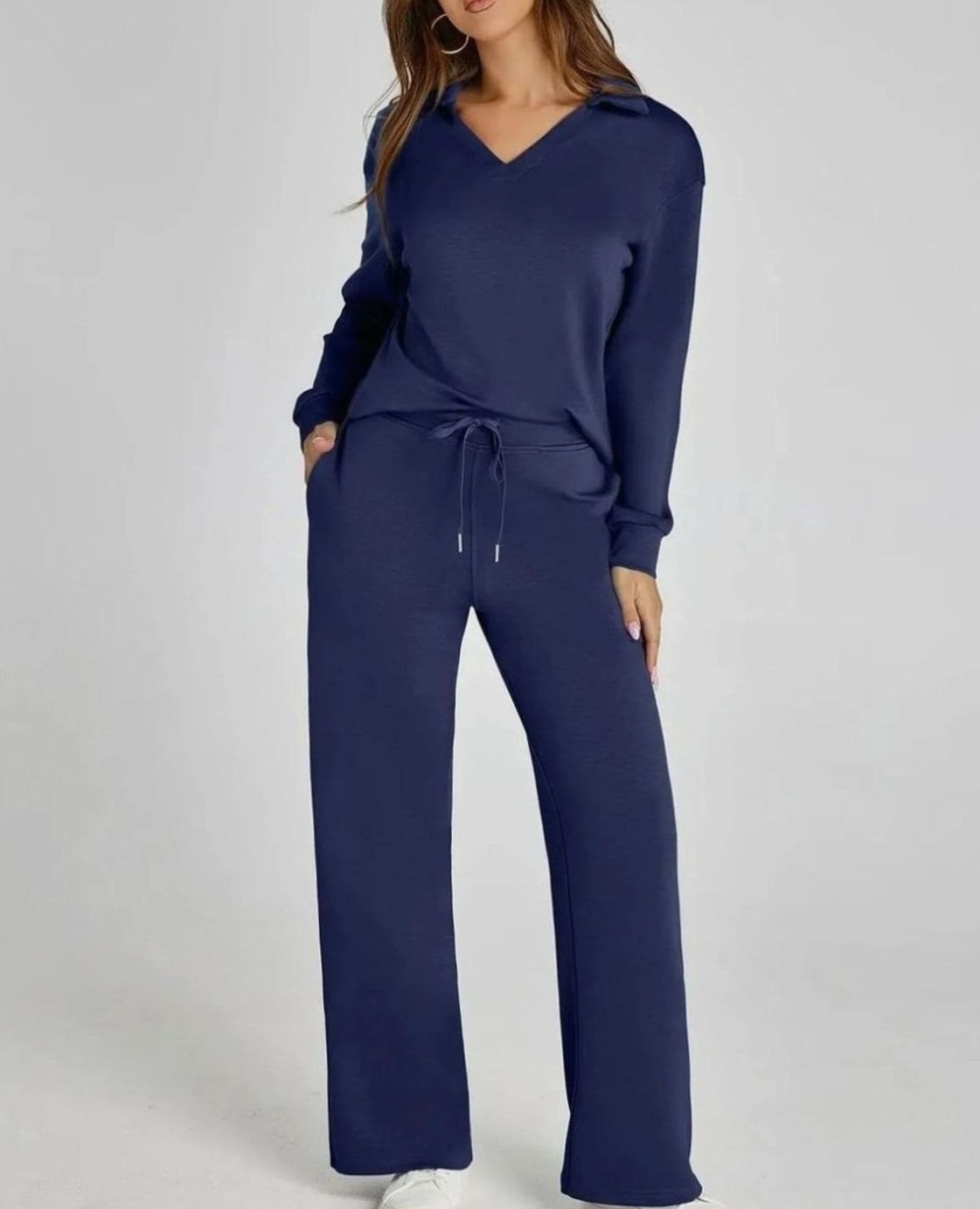 Aila | Tweedelige set met polotop en wijde broek