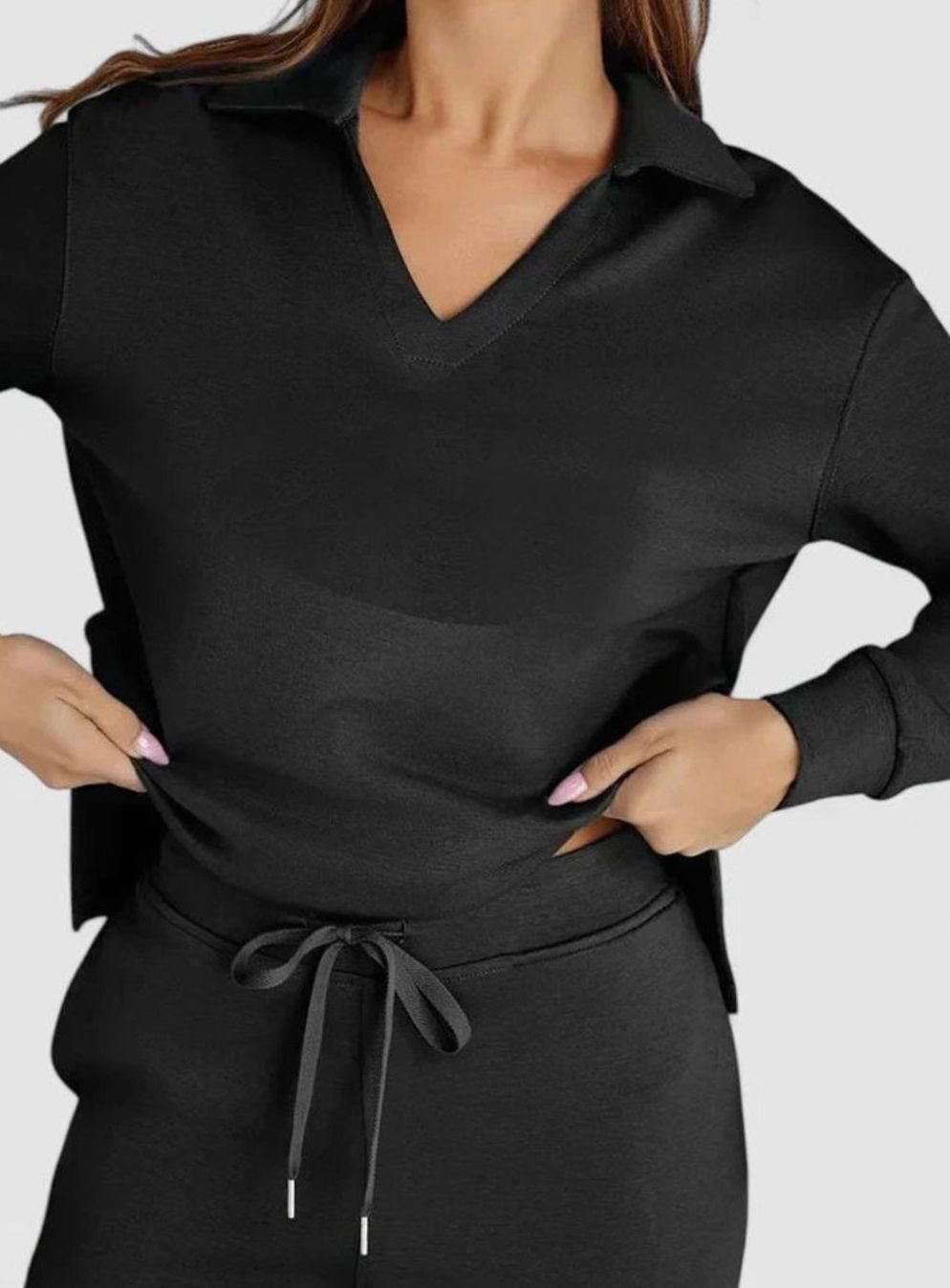 Aila | Tweedelige set met polotop en wijde broek