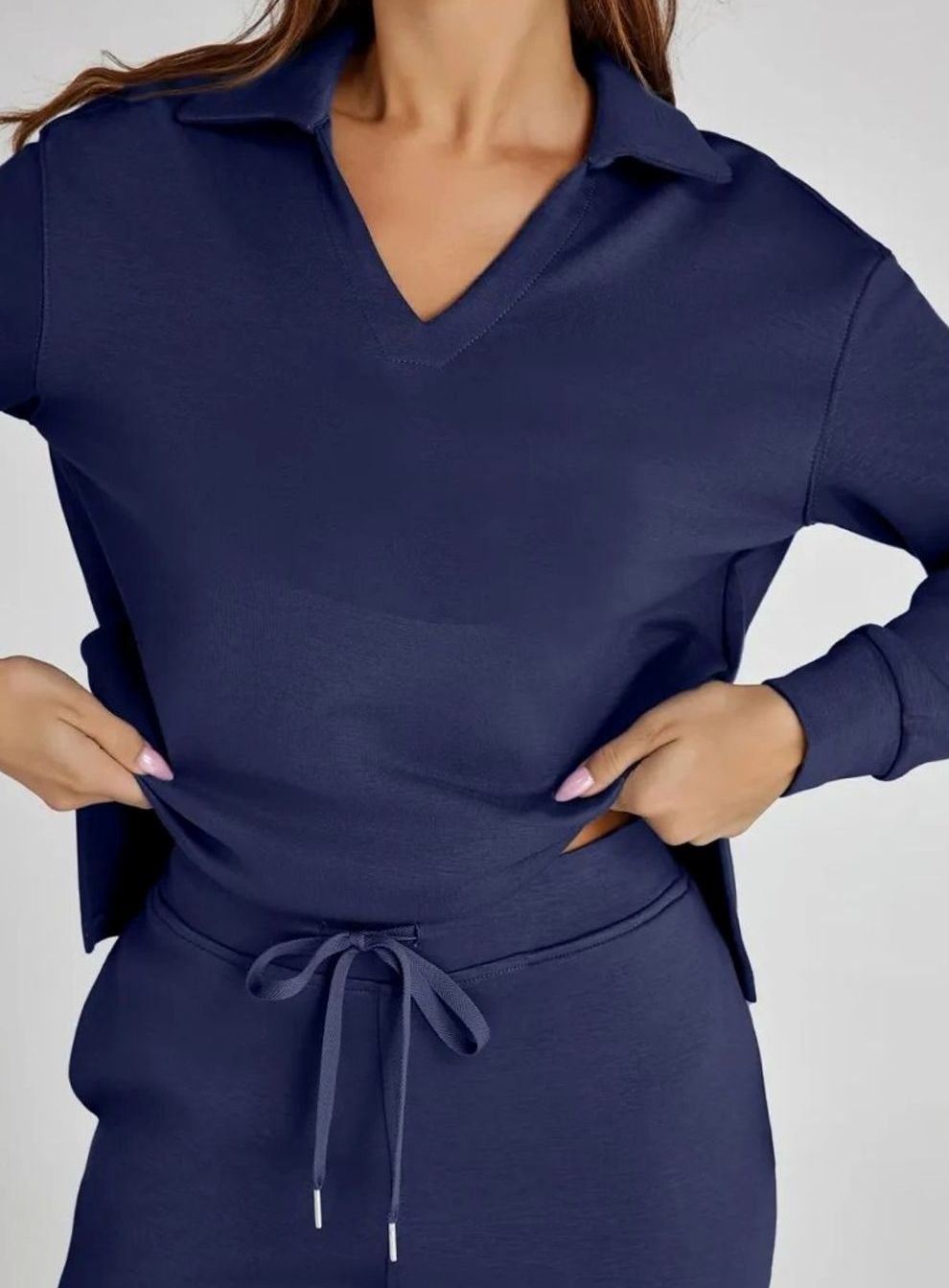 Aila | Tweedelige set met polotop en wijde broek