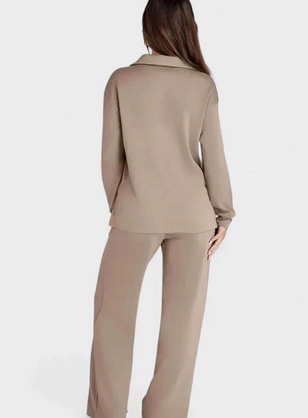 Aila | Tweedelige set met polotop en wijde broek