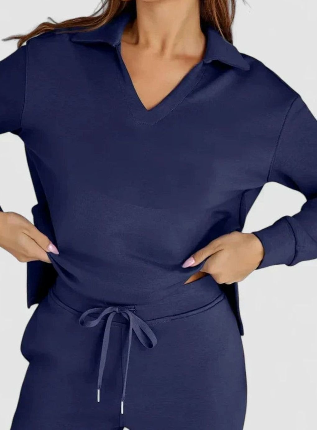 Aila | Tweedelige set met polotop en wijde broek