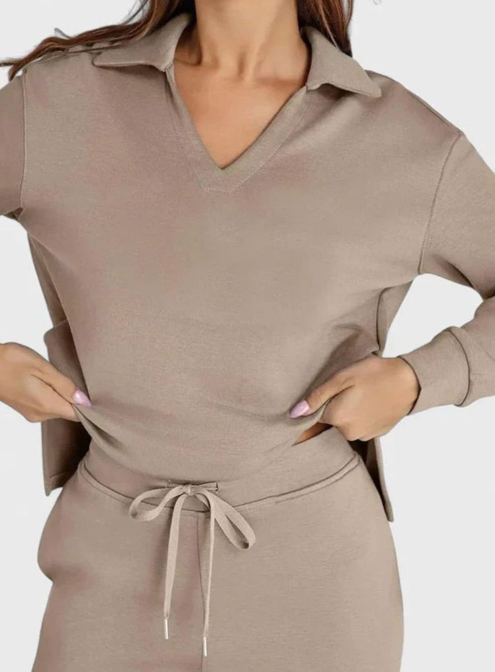 Aila | Tweedelige set met polotop en wijde broek