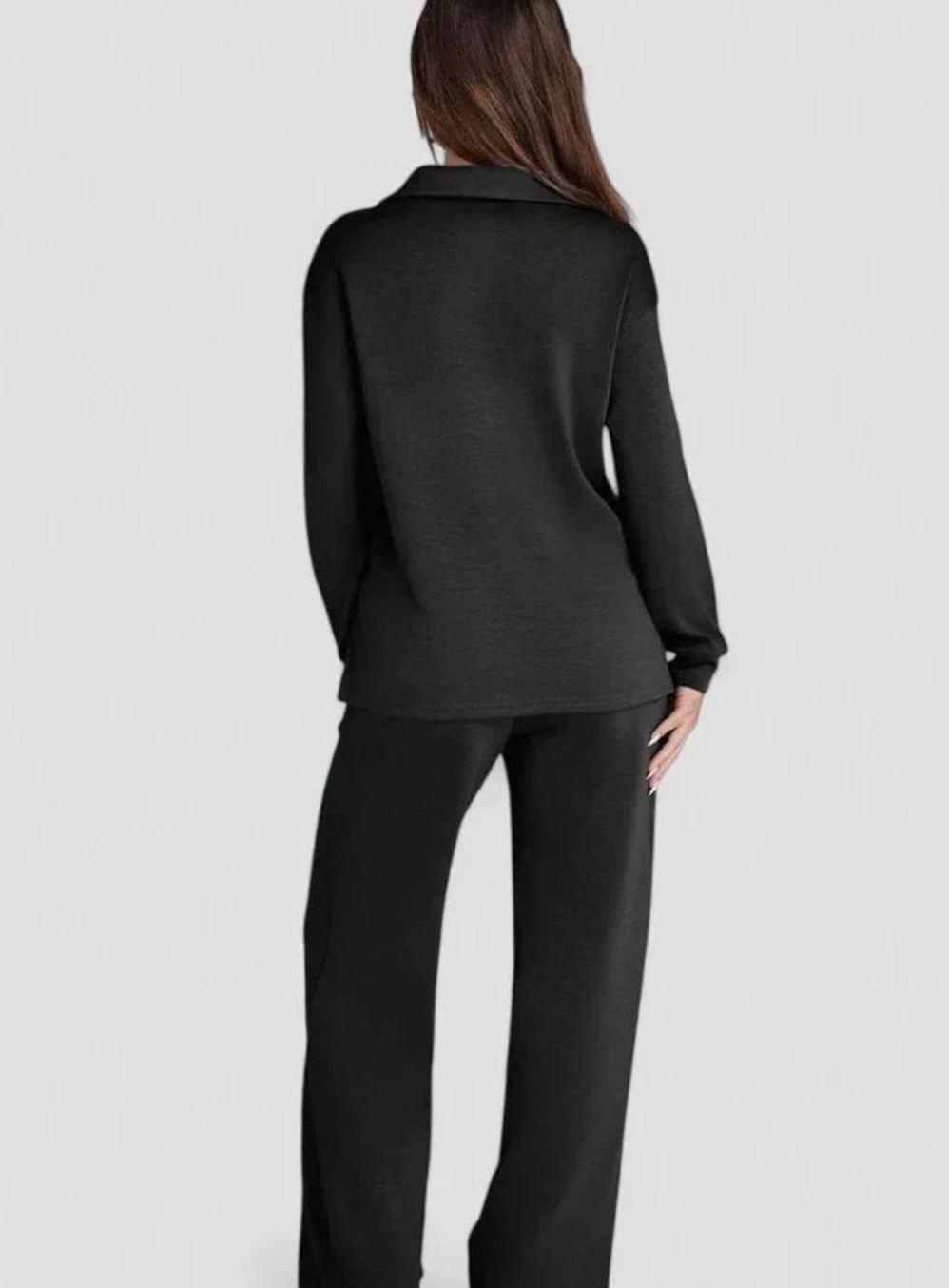 Aila | Tweedelige set met polotop en wijde broek