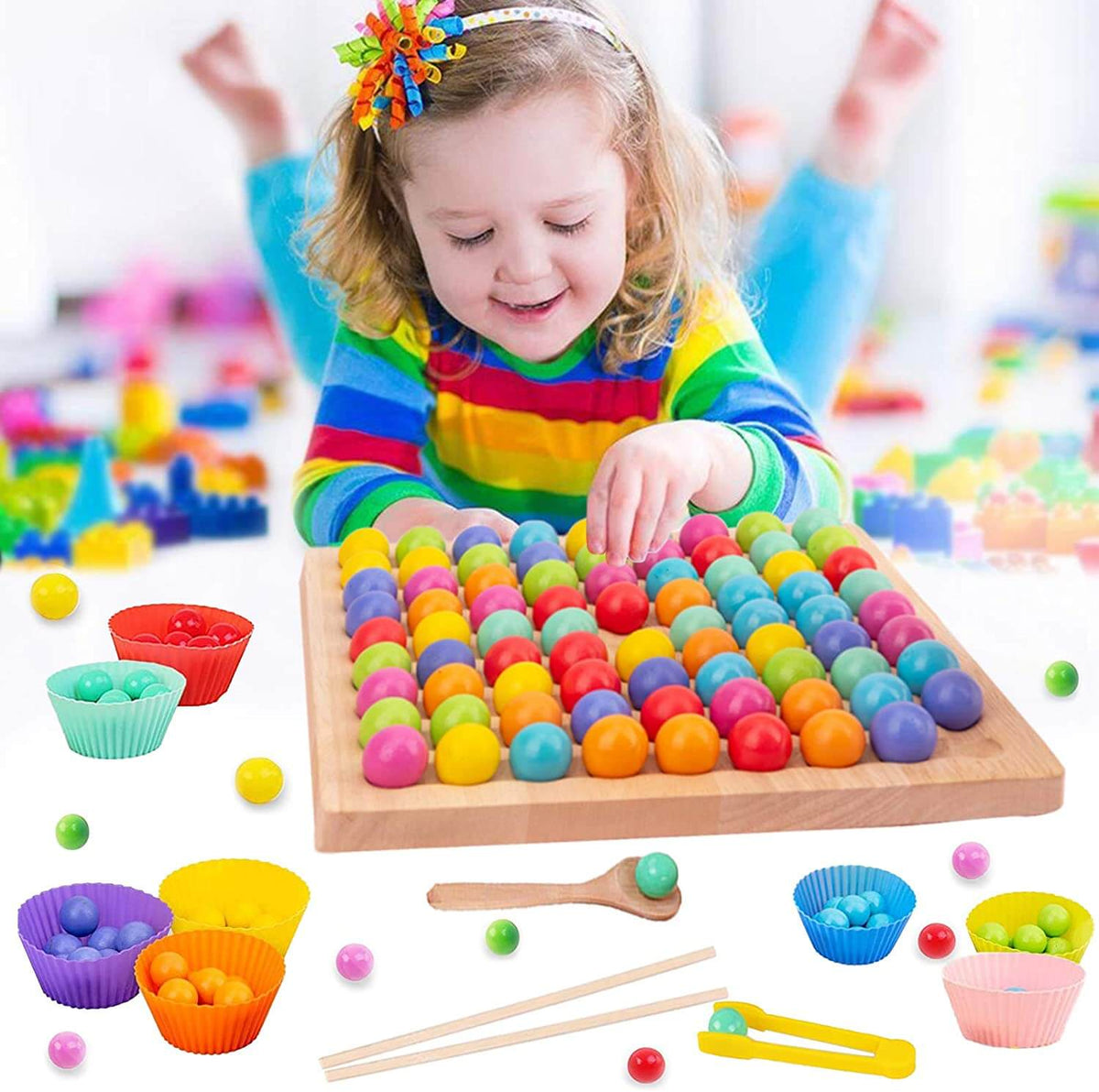 Houten kralen houder spel