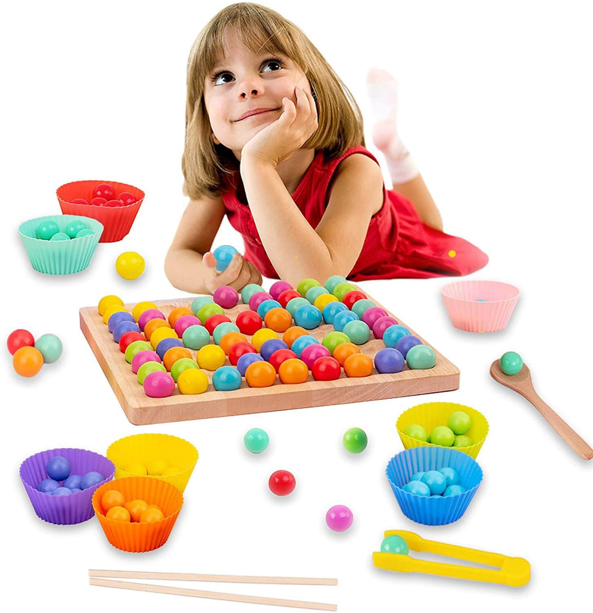 Houten kralen houder spel