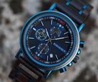 Chronograafhorloge van blauw hout — afbeelding 9