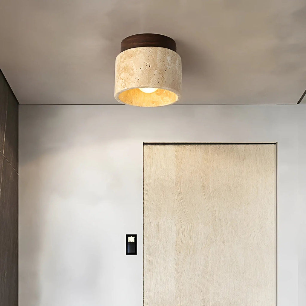 Rustieke travertijn plafondlamp