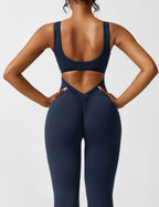 Rugvrije jumpsuit met uitlopende broekspijpen