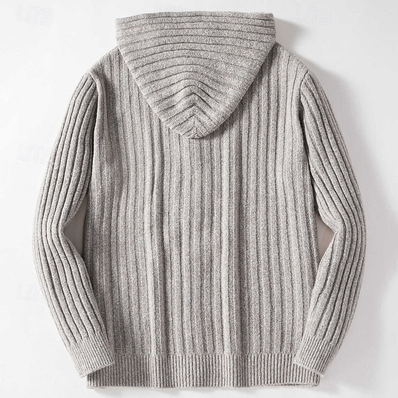 Kabelgebreid vest met verstelbare capuchon