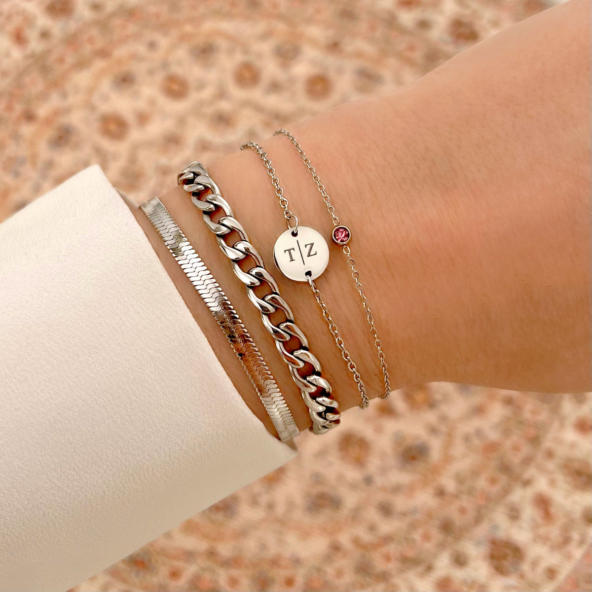 Ronde geboortesteenarmband met edelsteen