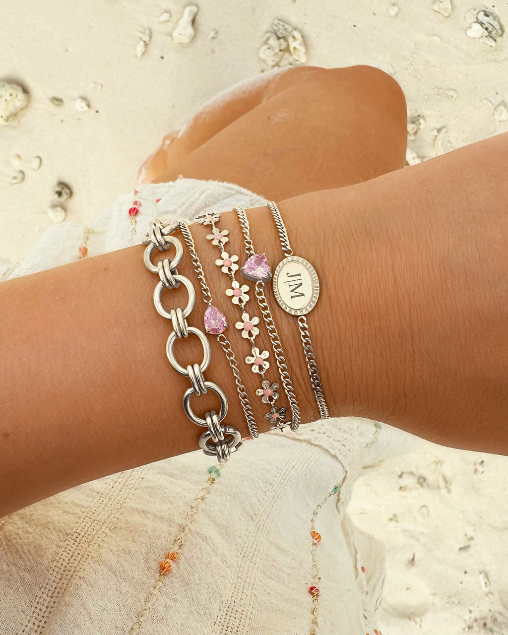 Geboortesteenarmband met hartvorm